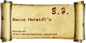 Becze Hermiás névjegykártya